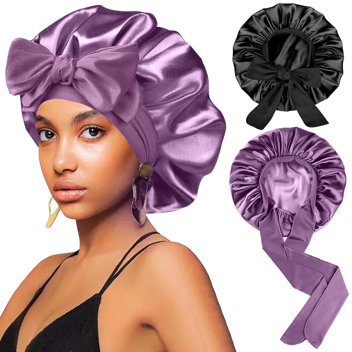 🆙Avafera®Premium Double-Layer Satin Bonnet – Soft, Breathable & Adjustable Night Hair Care Cap