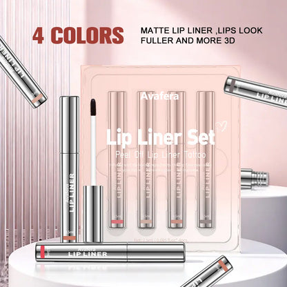 ✨Avafera® 4-Piece Peel-Off Lip Liner Stain Set – Waterproof Matte Lip Tint, Long-Lasting 24H, Smudge-Proof Nude Shades