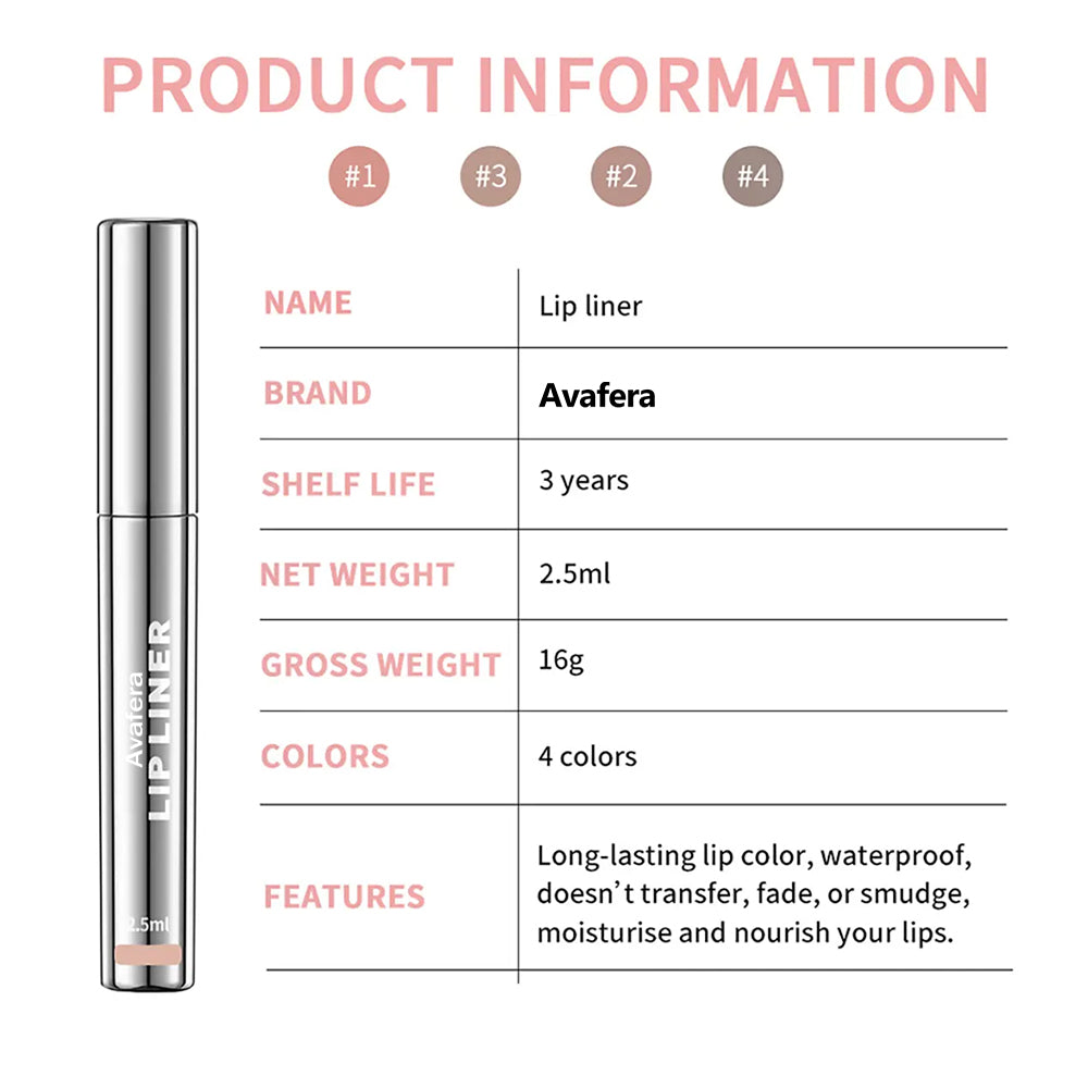 ✨Avafera® 4-Piece Peel-Off Lip Liner Stain Set – Waterproof Matte Lip Tint, Long-Lasting 24H, Smudge-Proof Nude Shades