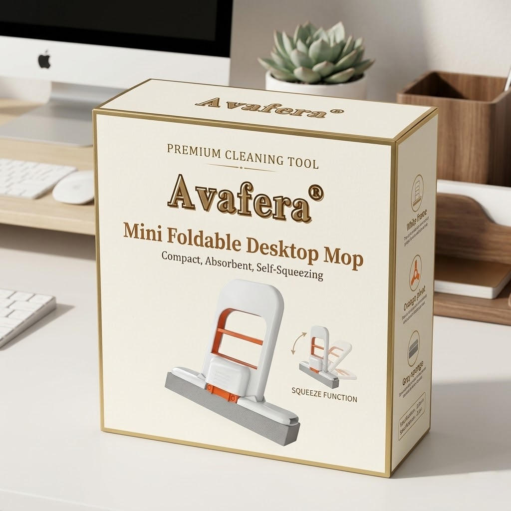 Avafera® Mini Foldable Desktop Mop – Compact Self-Squeeze Cleaning Tool