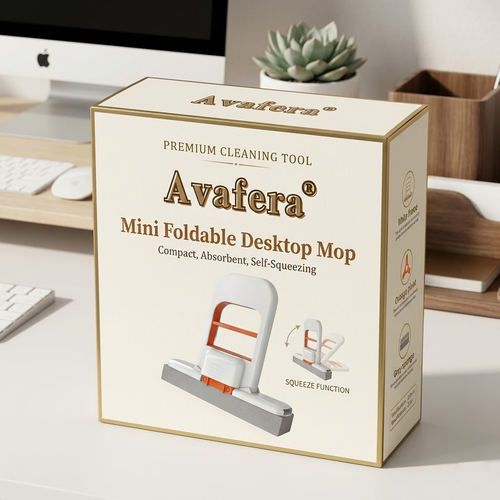 Avafera® Mini Foldable Desktop Mop – Compact Self-Squeeze Cleaning Tool