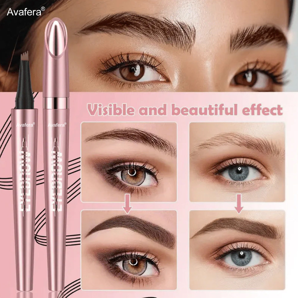 🏆 Avafera® 4-Tip Microblade Brow Pen – Waterproof Liquid Pencil for Natural, Hair-Like Strokes