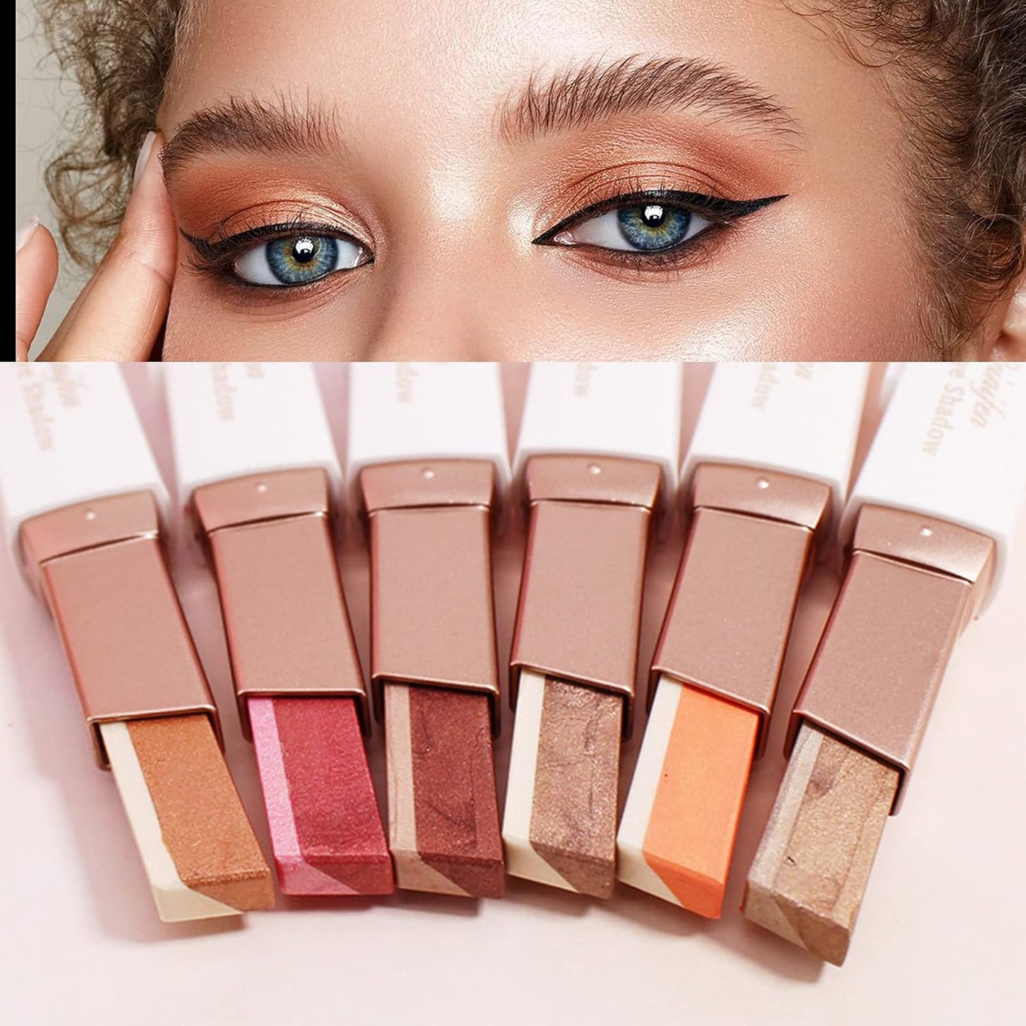 🆙6Pcs Two Color Eyeshadow Stick | Cosmetic Pearlescentmatte Highlighter Eye Shadow