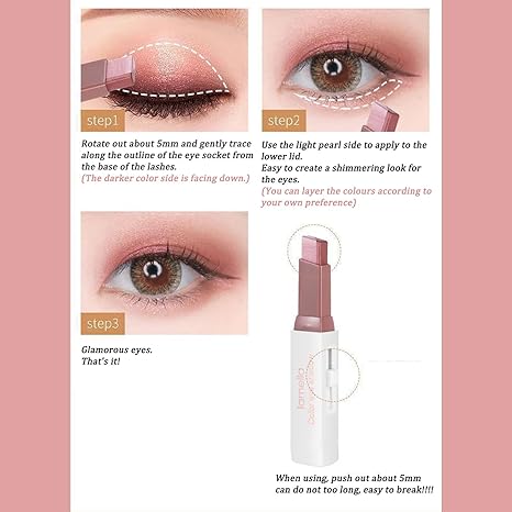 🆙6Pcs Two Color Eyeshadow Stick | Cosmetic Pearlescentmatte Highlighter Eye Shadow