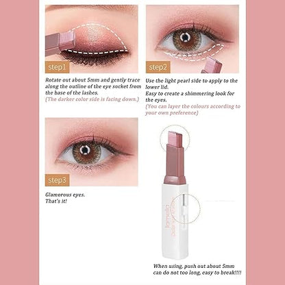 🆙6Pcs Two Color Eyeshadow Stick | Cosmetic Pearlescentmatte Highlighter Eye Shadow