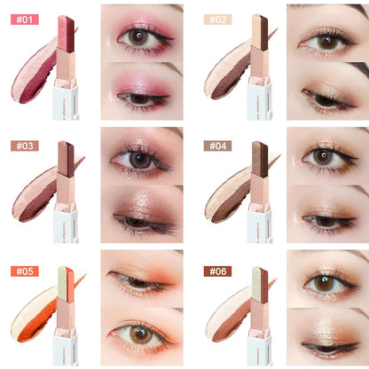 🆙6Pcs Two Color Eyeshadow Stick | Cosmetic Pearlescentmatte Highlighter Eye Shadow