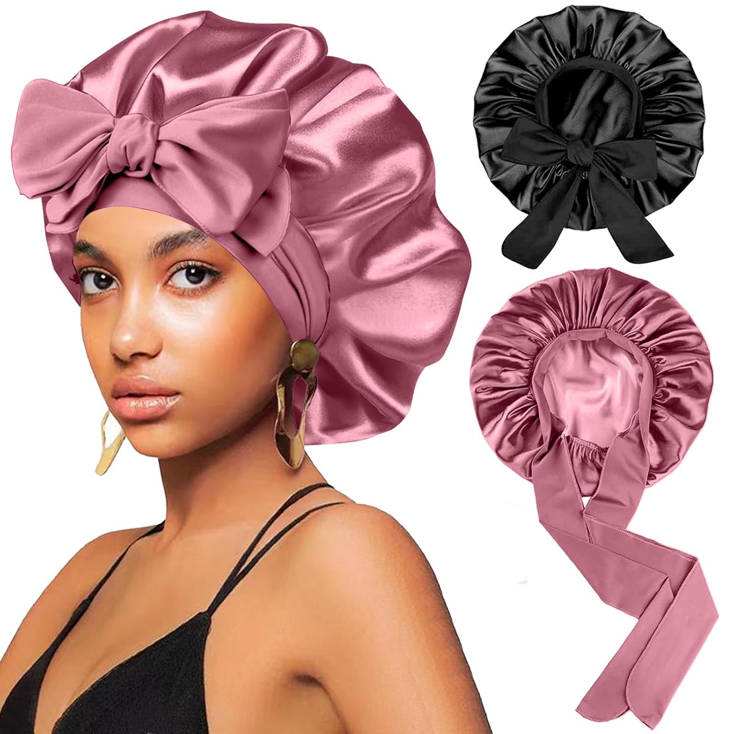 🆙Avafera®Premium Double-Layer Satin Bonnet – Soft, Breathable & Adjustable Night Hair Care Cap