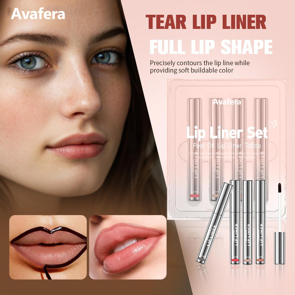 ✨Avafera® 4-Piece Peel-Off Lip Liner Stain Set – Waterproof Matte Lip Tint, Long-Lasting 24H, Smudge-Proof Nude Shades