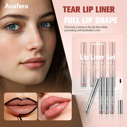 ✨Avafera® 4-Piece Peel-Off Lip Liner Stain Set – Waterproof Matte Lip Tint, Long-Lasting 24H, Smudge-Proof Nude Shades