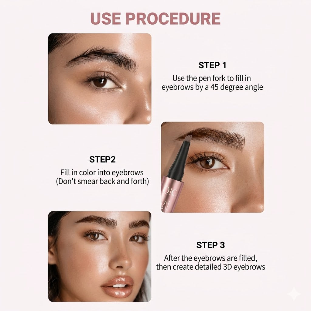 🏆 Avafera® 4-Tip Microblade Brow Pen – Waterproof Liquid Pencil for Natural, Hair-Like Strokes