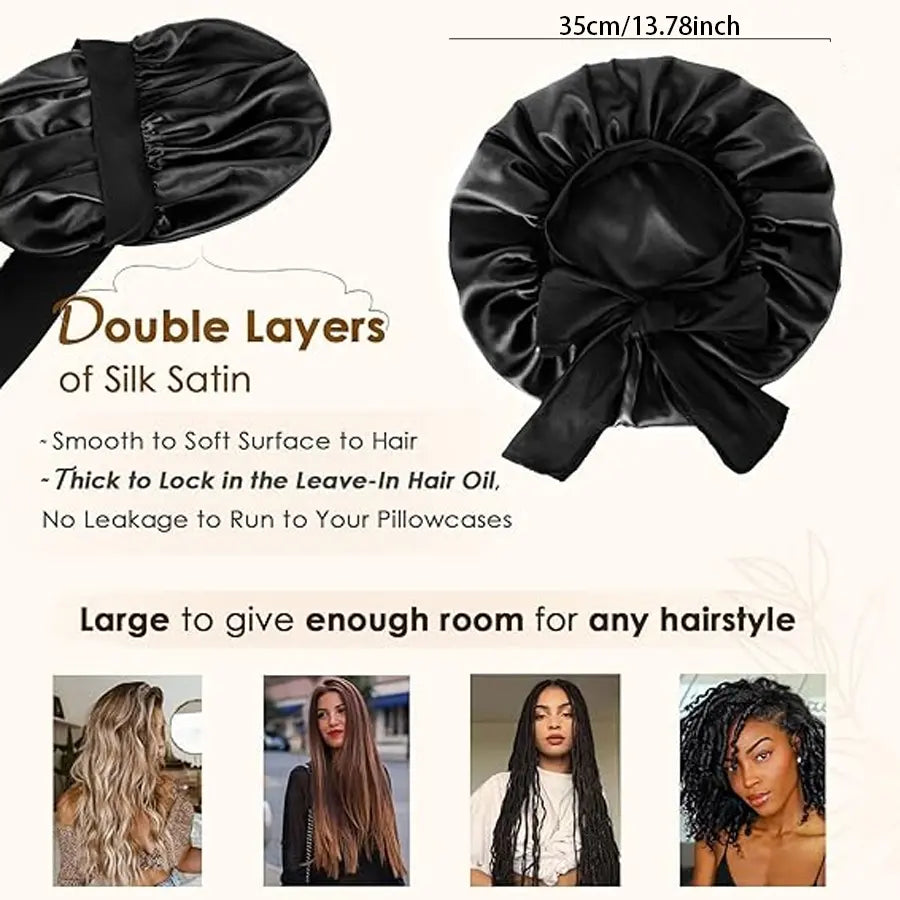 🆙Avafera®Premium Double-Layer Satin Bonnet – Soft, Breathable & Adjustable Night Hair Care Cap