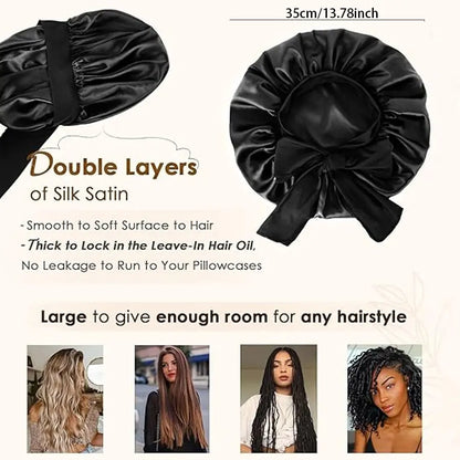 🆙Avafera®Premium Double-Layer Satin Bonnet – Soft, Breathable & Adjustable Night Hair Care Cap