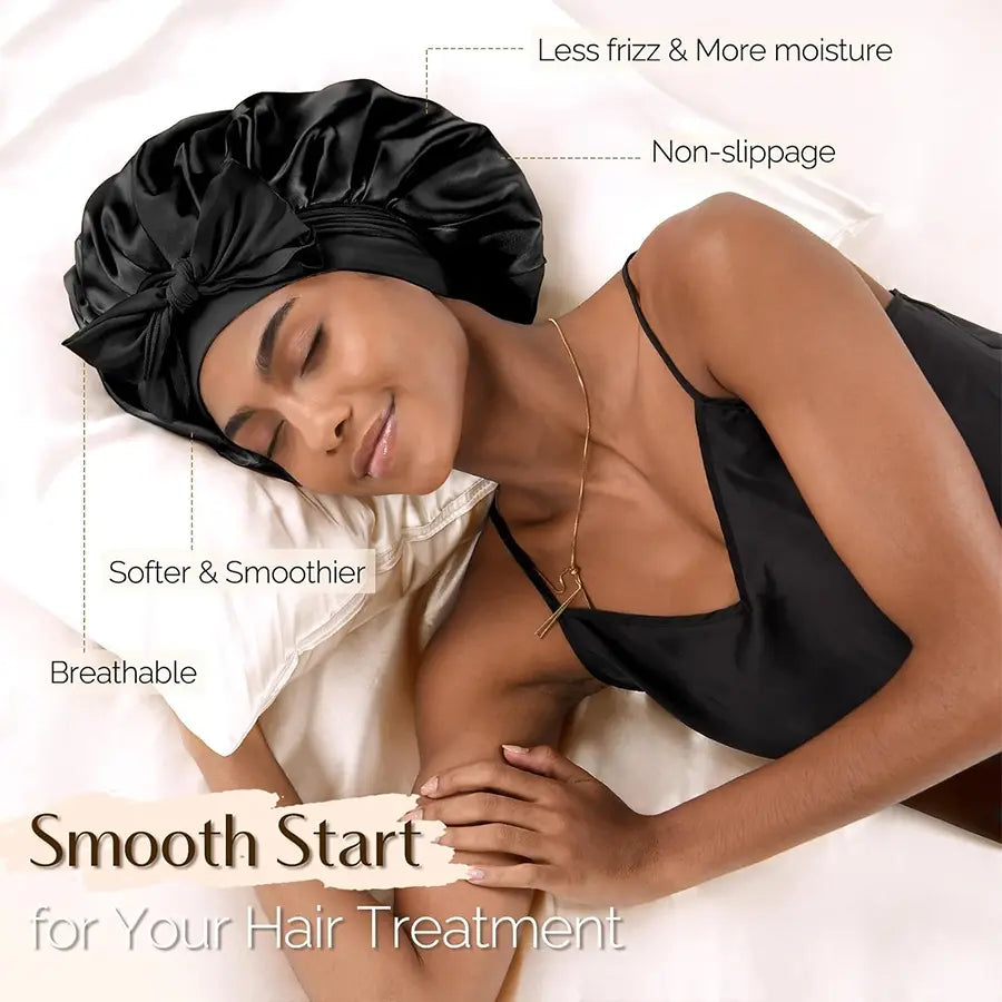 🆙Avafera®Premium Double-Layer Satin Bonnet – Soft, Breathable & Adjustable Night Hair Care Cap