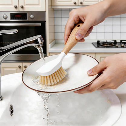 Avafera® Bamboo Handle Dish Brush – Durable Kitchen Scrubber