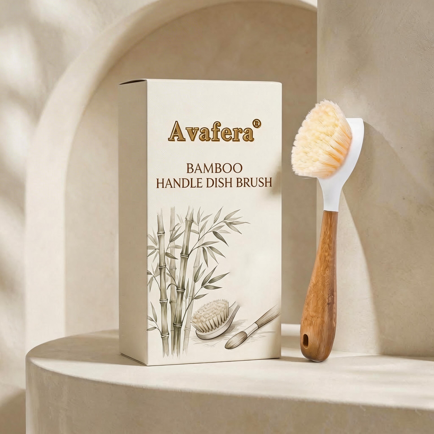 Avafera® Bamboo Handle Dish Brush – Durable Kitchen Scrubber