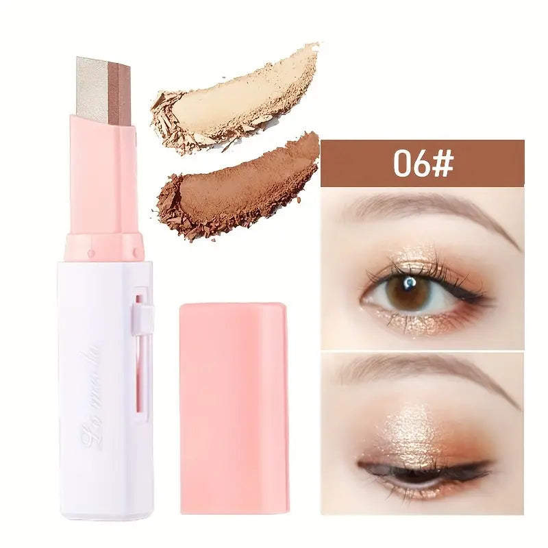 🆙6Pcs Two Color Eyeshadow Stick | Cosmetic Pearlescentmatte Highlighter Eye Shadow